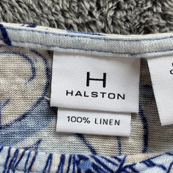 Halston Womens Linen Top Large Floral Tropical Bloomcore‎ Boho Coastal 18659 - Picture 3 of 8